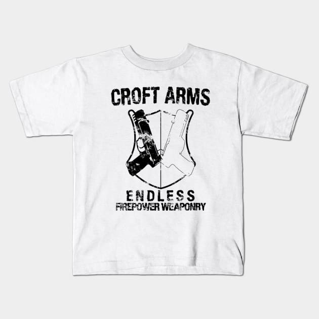 Croft Arms - Black Kids T-Shirt by JohnLucke